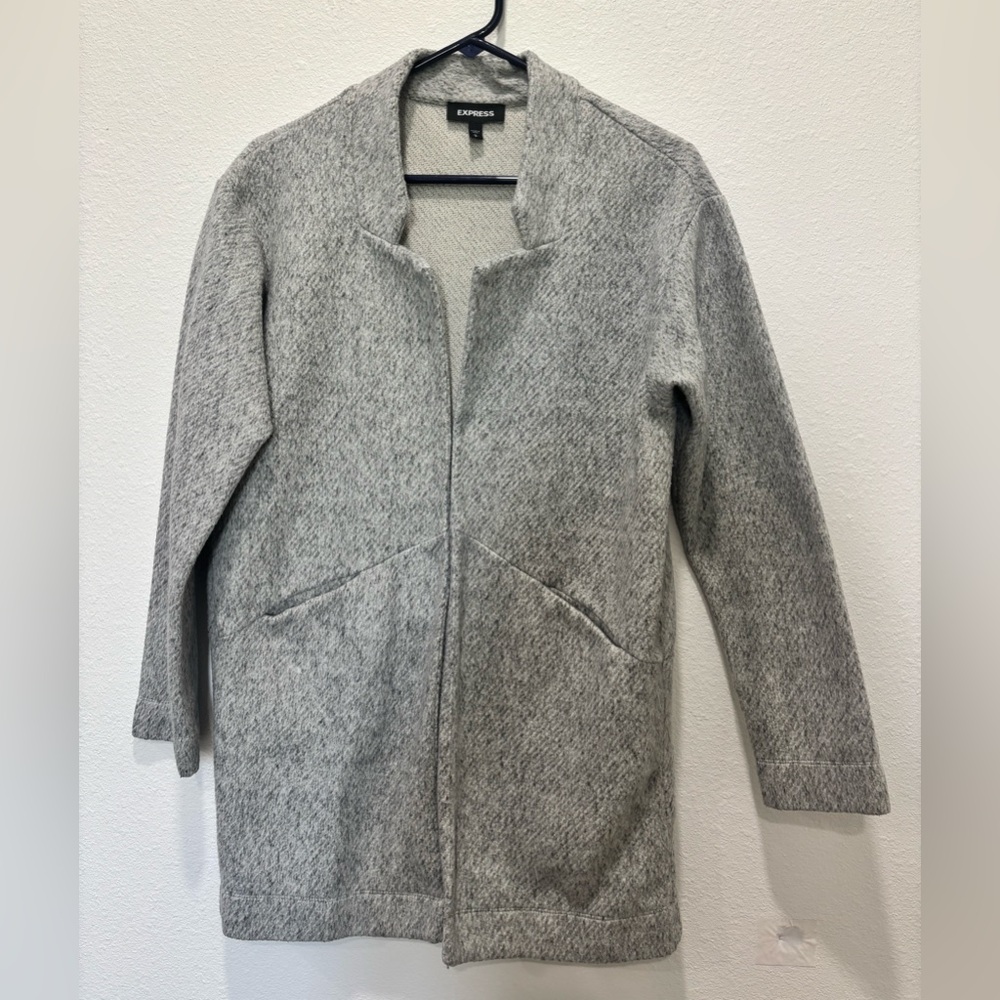 Express Light Gray Open Front Sweater Jacket/Cardigan Coat